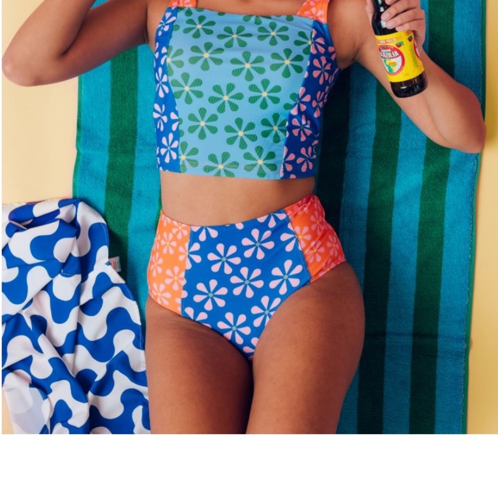 NEW Lime Ricki Colorful High-Waist Bikini Bottom